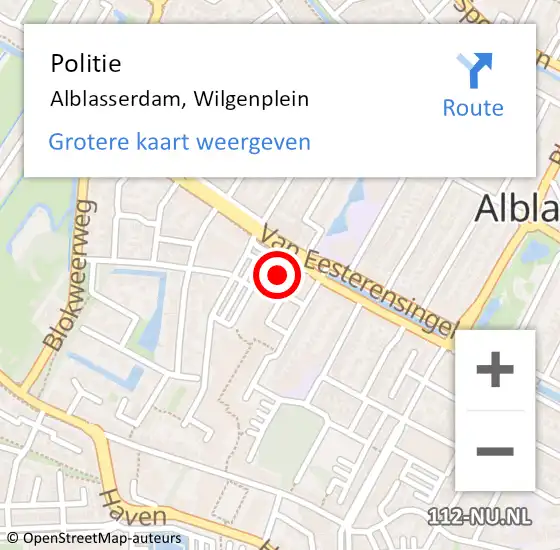 Locatie op kaart van de 112 melding: Politie Alblasserdam, Wilgenplein op 26 oktober 2023 16:43