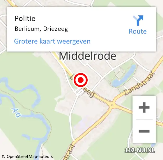 Locatie op kaart van de 112 melding: Politie Berlicum, Driezeeg op 26 oktober 2023 16:50