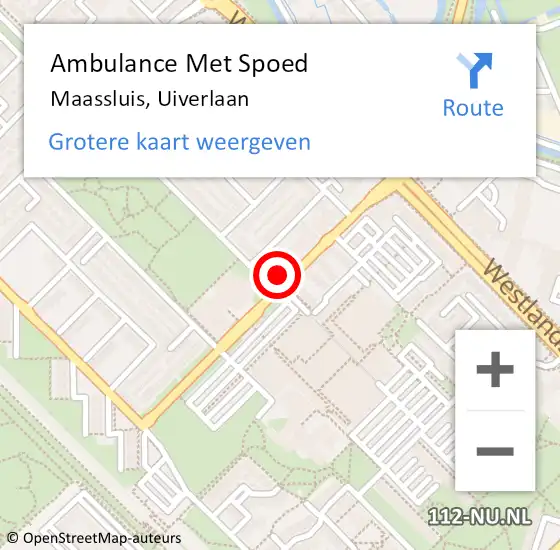 Locatie op kaart van de 112 melding: Ambulance Met Spoed Naar Maassluis, Uiverlaan op 26 oktober 2023 17:13