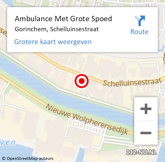 Locatie op kaart van de 112 melding: Ambulance Met Grote Spoed Naar Gorinchem, Schelluinsestraat op 26 oktober 2023 17:14