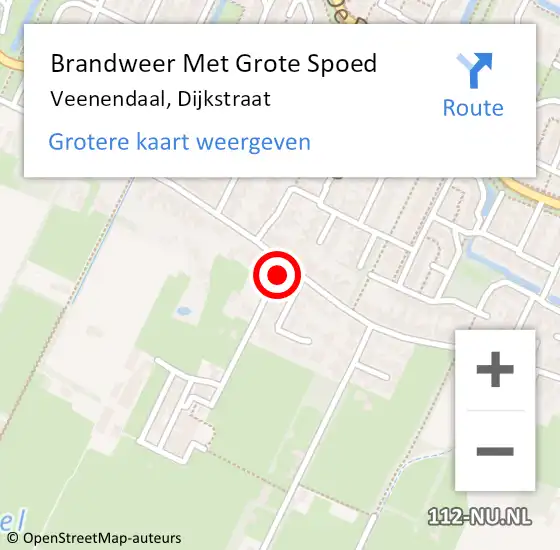Locatie op kaart van de 112 melding: Brandweer Met Grote Spoed Naar Veenendaal, Dijkstraat op 26 oktober 2023 17:24