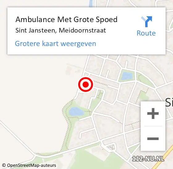 Locatie op kaart van de 112 melding: Ambulance Met Grote Spoed Naar Sint Jansteen, Meidoornstraat op 14 oktober 2013 12:03