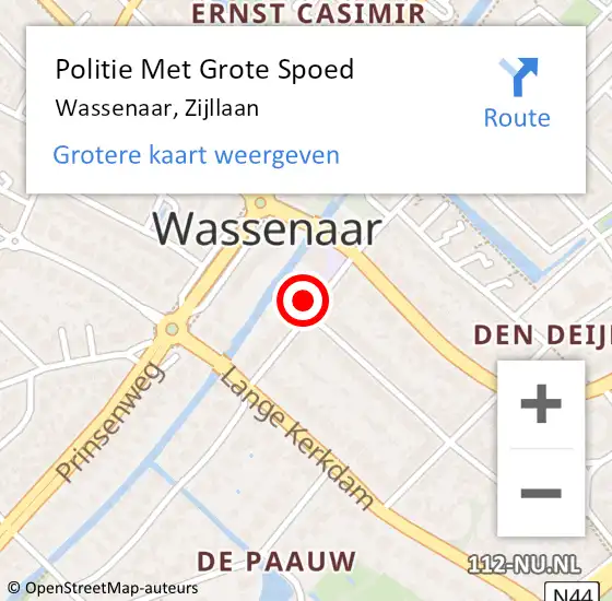 Locatie op kaart van de 112 melding: Politie Met Grote Spoed Naar Wassenaar, Zijllaan op 26 oktober 2023 17:45