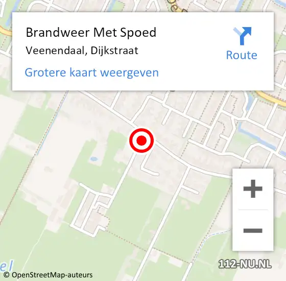 Locatie op kaart van de 112 melding: Brandweer Met Spoed Naar Veenendaal, Dijkstraat op 26 oktober 2023 18:02