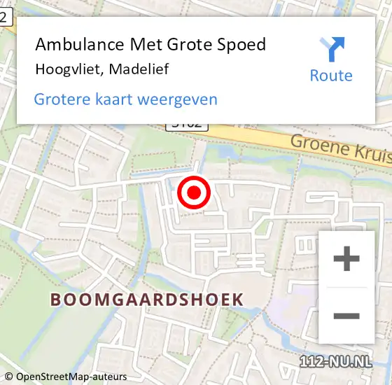 Locatie op kaart van de 112 melding: Ambulance Met Grote Spoed Naar Hoogvliet, Madelief op 26 oktober 2023 18:15