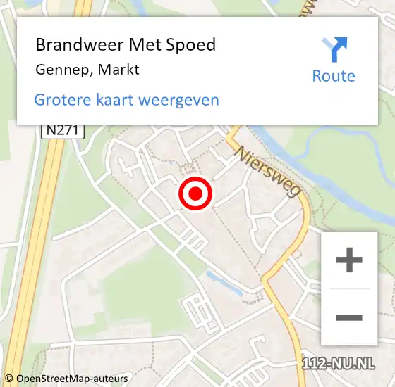 Locatie op kaart van de 112 melding: Brandweer Met Spoed Naar Gennep, Markt op 26 oktober 2023 18:39