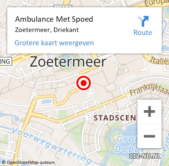 Locatie op kaart van de 112 melding: Ambulance Met Spoed Naar Zoetermeer, Driekant op 26 oktober 2023 18:39