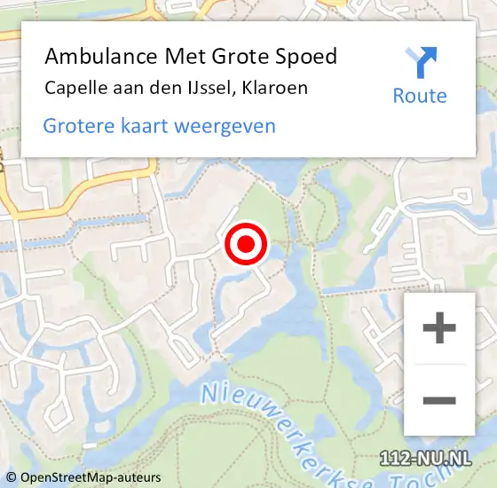 Locatie op kaart van de 112 melding: Ambulance Met Grote Spoed Naar Capelle aan den IJssel, Klaroen op 26 oktober 2023 19:20