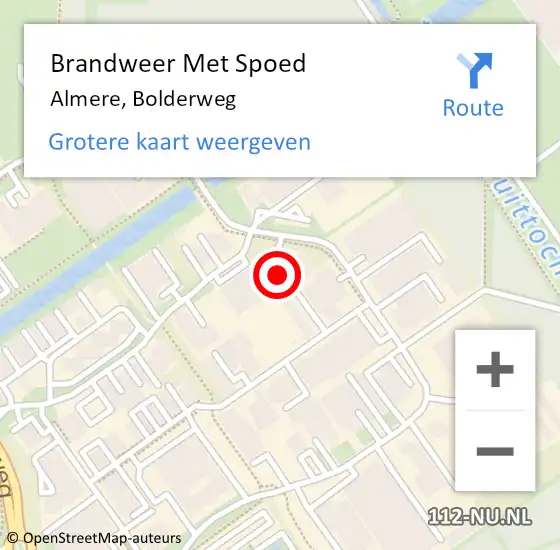 Locatie op kaart van de 112 melding: Brandweer Met Spoed Naar Almere, Bolderweg op 26 oktober 2023 19:51
