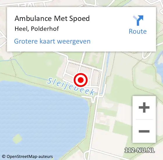Locatie op kaart van de 112 melding: Ambulance Met Spoed Naar Heel, Polderhof op 26 oktober 2023 20:23