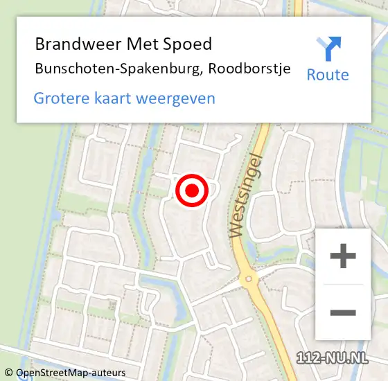 Locatie op kaart van de 112 melding: Brandweer Met Spoed Naar Bunschoten-Spakenburg, Roodborstje op 26 oktober 2023 20:30