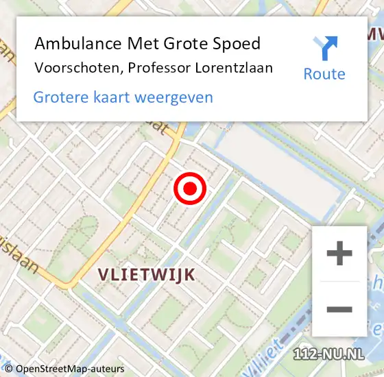 Locatie op kaart van de 112 melding: Ambulance Met Grote Spoed Naar Voorschoten, Professor Lorentzlaan op 26 oktober 2023 20:34