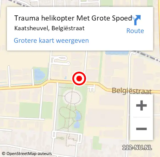 Locatie op kaart van de 112 melding: Trauma helikopter Met Grote Spoed Naar Kaatsheuvel, Belgiëstraat op 26 oktober 2023 20:40