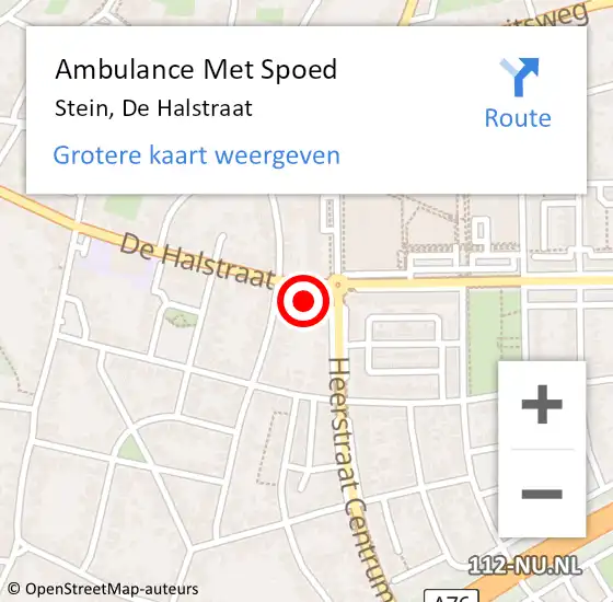 Locatie op kaart van de 112 melding: Ambulance Met Spoed Naar Stein, De Halstraat op 12 september 2014 21:53