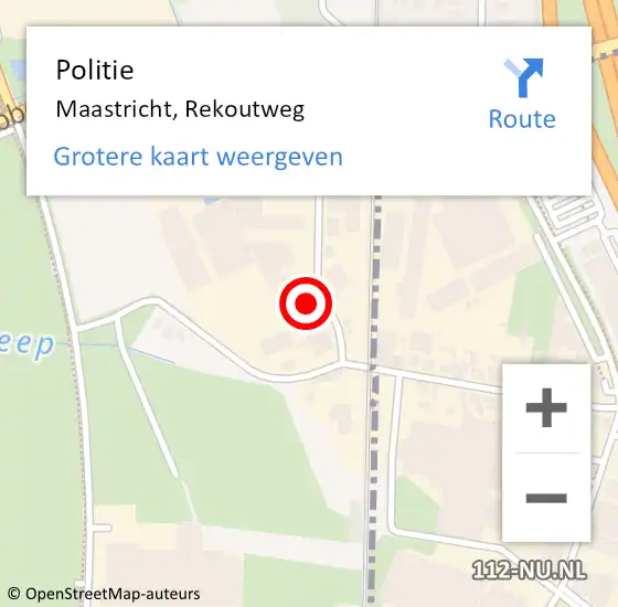 Locatie op kaart van de 112 melding: Politie Maastricht, Rekoutweg op 26 oktober 2023 21:06