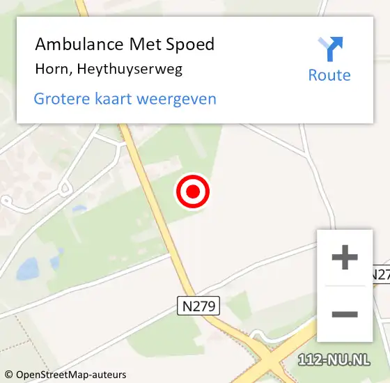 Locatie op kaart van de 112 melding: Ambulance Met Spoed Naar Horn, Heythuyserweg op 26 oktober 2023 21:16