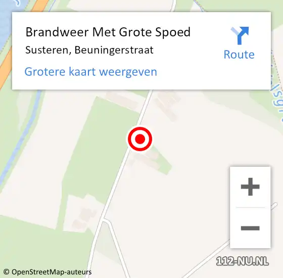 Locatie op kaart van de 112 melding: Brandweer Met Grote Spoed Naar Susteren, Beuningerstraat op 26 oktober 2023 21:20