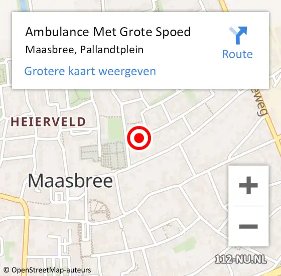 Locatie op kaart van de 112 melding: Ambulance Met Grote Spoed Naar Maasbree, Pallandtplein op 12 september 2014 22:03