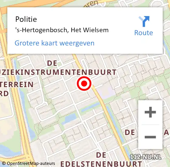 Locatie op kaart van de 112 melding: Politie 's-Hertogenbosch, Het Wielsem op 26 oktober 2023 21:56