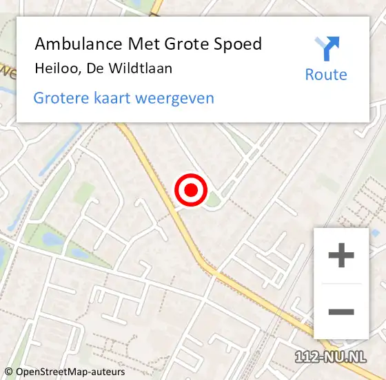 Locatie op kaart van de 112 melding: Ambulance Met Grote Spoed Naar Heiloo, De Wildtlaan op 26 oktober 2023 22:10