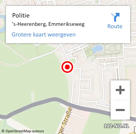 Locatie op kaart van de 112 melding: Politie 's-Heerenberg, Emmerikseweg op 26 oktober 2023 22:36