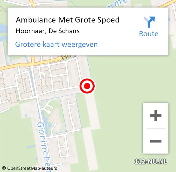Locatie op kaart van de 112 melding: Ambulance Met Grote Spoed Naar Hoornaar, De Schans op 26 oktober 2023 22:42