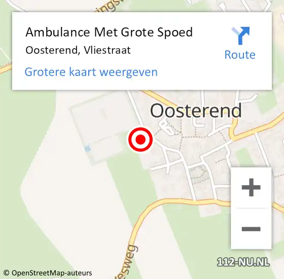 Locatie op kaart van de 112 melding: Ambulance Met Grote Spoed Naar Oosterend, Vliestraat op 26 oktober 2023 23:03