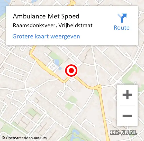 Locatie op kaart van de 112 melding: Ambulance Met Spoed Naar Raamsdonksveer, Vrijheidstraat op 12 september 2014 22:15