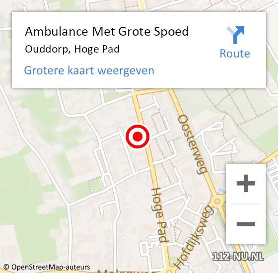 Locatie op kaart van de 112 melding: Ambulance Met Grote Spoed Naar Ouddorp, Hoge Pad op 26 oktober 2023 23:57