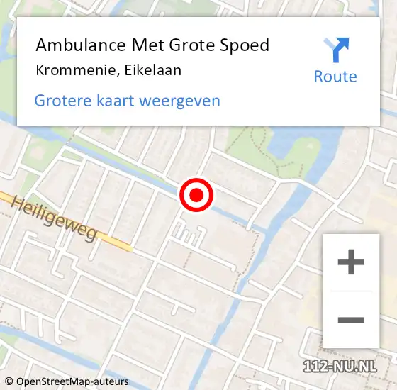 Locatie op kaart van de 112 melding: Ambulance Met Grote Spoed Naar Krommenie, Eikelaan op 27 oktober 2023 00:13