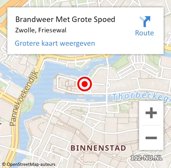 Locatie op kaart van de 112 melding: Brandweer Met Grote Spoed Naar Zwolle, Friesewal op 14 oktober 2013 12:07