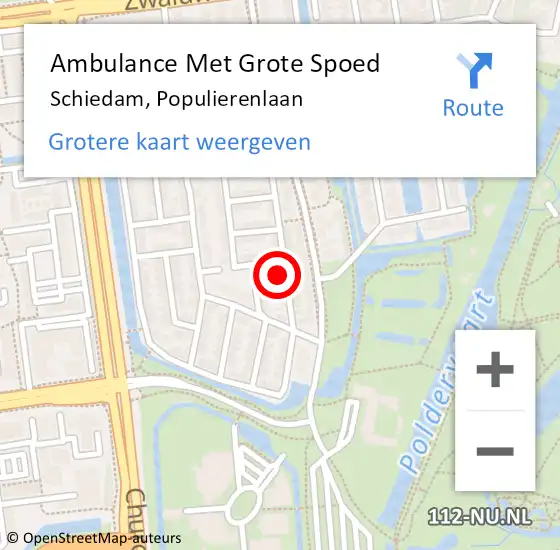 Locatie op kaart van de 112 melding: Ambulance Met Grote Spoed Naar Schiedam, Populierenlaan op 27 oktober 2023 04:21