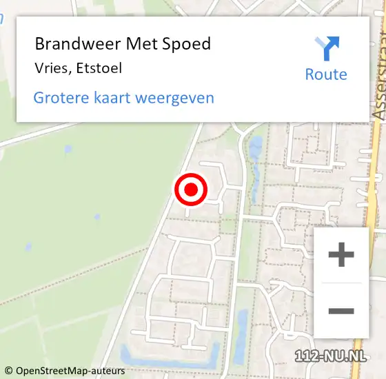 Locatie op kaart van de 112 melding: Brandweer Met Spoed Naar Vries, Etstoel op 27 oktober 2023 04:29