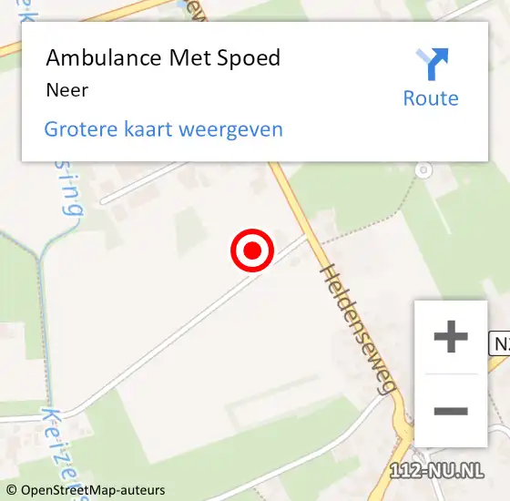 Locatie op kaart van de 112 melding: Ambulance Met Spoed Naar Neer op 27 oktober 2023 05:03