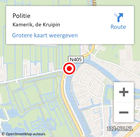 Locatie op kaart van de 112 melding: Politie Kamerik, de Kruipin op 27 oktober 2023 05:12
