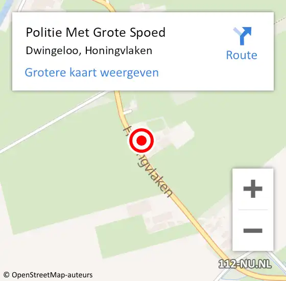 Locatie op kaart van de 112 melding: Politie Met Grote Spoed Naar Dwingeloo, Honingvlaken op 27 oktober 2023 06:23