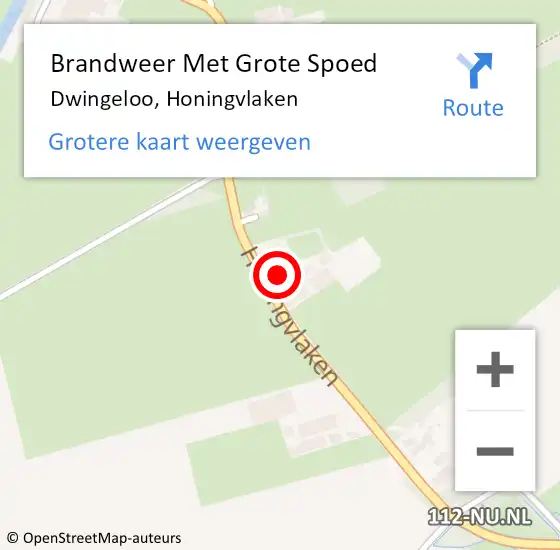 Locatie op kaart van de 112 melding: Brandweer Met Grote Spoed Naar Dwingeloo, Honingvlaken op 27 oktober 2023 06:24