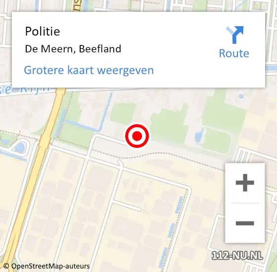 Locatie op kaart van de 112 melding: Politie De Meern, Beefland op 27 oktober 2023 07:53