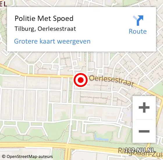 Locatie op kaart van de 112 melding: Politie Met Spoed Naar Tilburg, Oerlesestraat op 27 oktober 2023 07:54