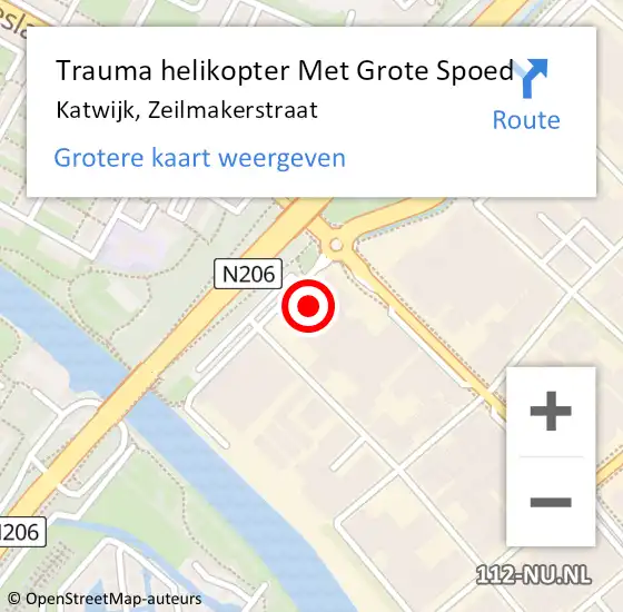 Locatie op kaart van de 112 melding: Trauma helikopter Met Grote Spoed Naar Katwijk, Zeilmakerstraat op 27 oktober 2023 07:58