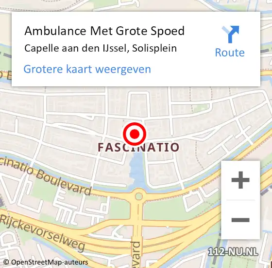 Locatie op kaart van de 112 melding: Ambulance Met Grote Spoed Naar Capelle aan den IJssel, Solisplein op 27 oktober 2023 08:05