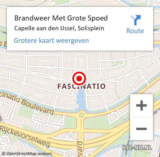 Locatie op kaart van de 112 melding: Brandweer Met Grote Spoed Naar Capelle aan den IJssel, Solisplein op 27 oktober 2023 08:05