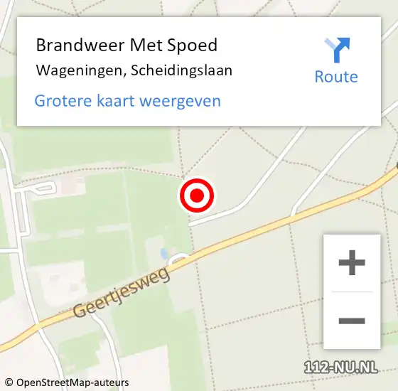 Locatie op kaart van de 112 melding: Brandweer Met Spoed Naar Wageningen, Scheidingslaan op 27 oktober 2023 08:14