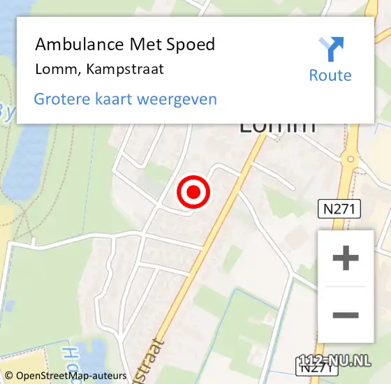 Locatie op kaart van de 112 melding: Ambulance Met Spoed Naar Lomm, Kampstraat op 12 september 2014 22:56