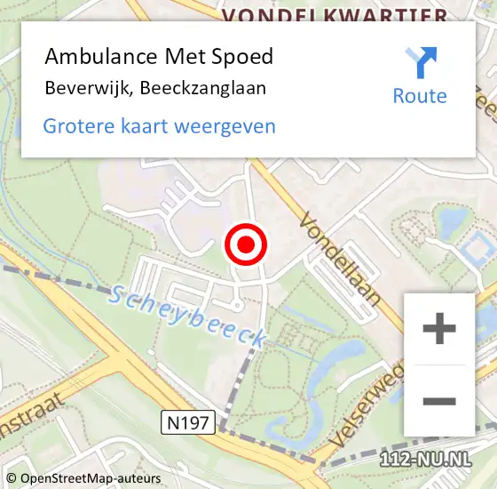 Locatie op kaart van de 112 melding: Ambulance Met Spoed Naar Beverwijk, Beeckzanglaan op 27 oktober 2023 08:26