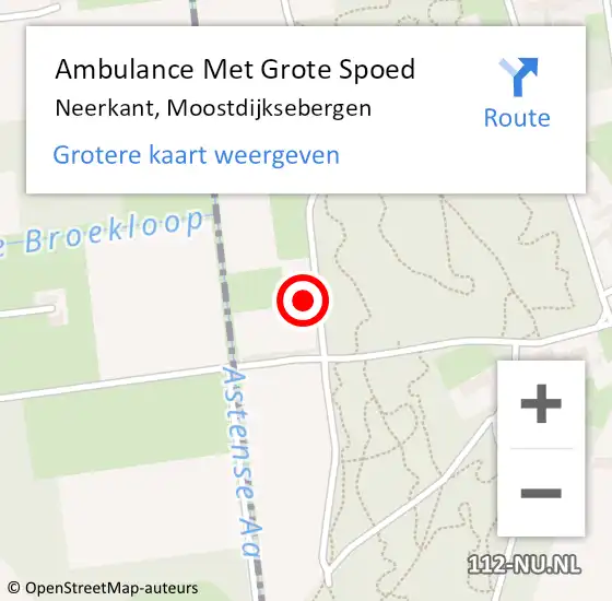 Locatie op kaart van de 112 melding: Ambulance Met Grote Spoed Naar Neerkant, Moostdijksebergen op 12 september 2014 22:58