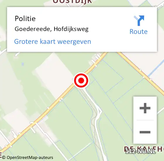 Locatie op kaart van de 112 melding: Politie Goedereede, Hofdijksweg op 27 oktober 2023 08:36