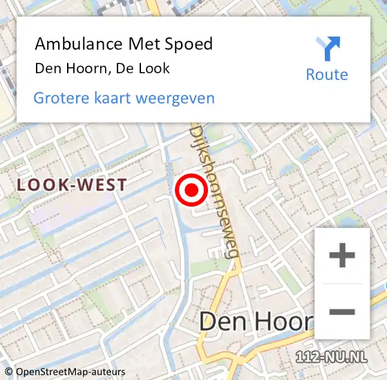 Locatie op kaart van de 112 melding: Ambulance Met Spoed Naar Den Hoorn, De Look op 27 oktober 2023 08:44
