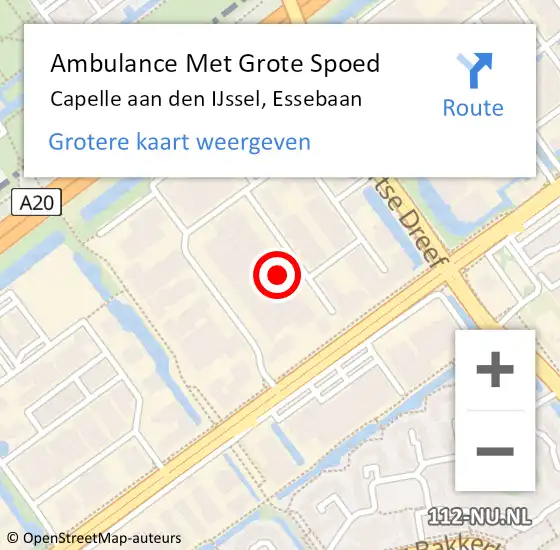 Locatie op kaart van de 112 melding: Ambulance Met Grote Spoed Naar Capelle aan den IJssel, Essebaan op 27 oktober 2023 08:47