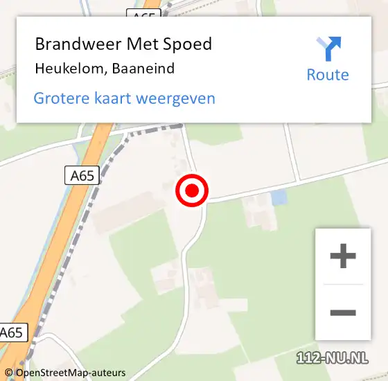 Locatie op kaart van de 112 melding: Brandweer Met Spoed Naar Heukelom, Baaneind op 27 oktober 2023 08:53
